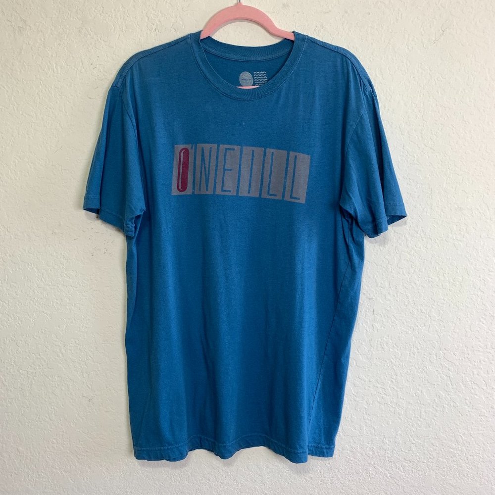 O'Neill Mens Size M Blue Modern Fit Crew Neck Loco Print T-Shirt Cotton